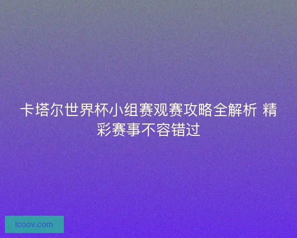 卡塔尔世界杯小组赛观赛攻略全解析 精彩赛事不容错过