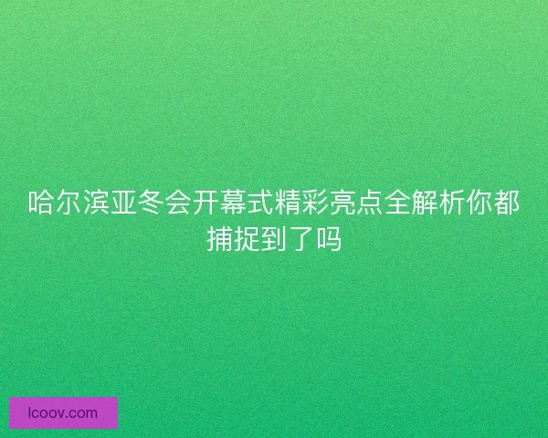 哈尔滨亚冬会开幕式精彩亮点全解析你都捕捉到了吗